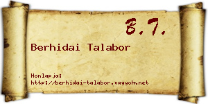 Berhidai Talabor névjegykártya